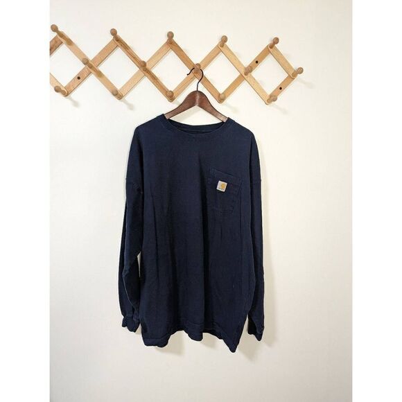 Carhartt Men's Long Sleeve Original Fit Navy Blue Shirt - Size 2XL - Picture 1 of 6